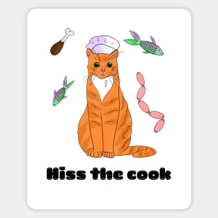 Hiss the cook - a cute funny cat Sticker